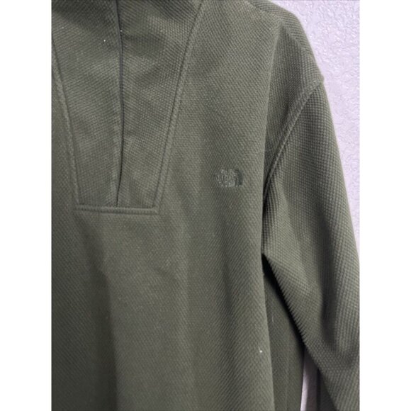 North Face Mens Vtg 1/4 Zip Pullover Sweater Size L Honeycomb Knit Micro Fleece - Picture 2 of 7